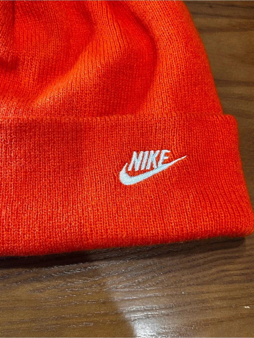 Nike Youth Orange Knit Beanie Hat Unisex Fits Kids & Adults